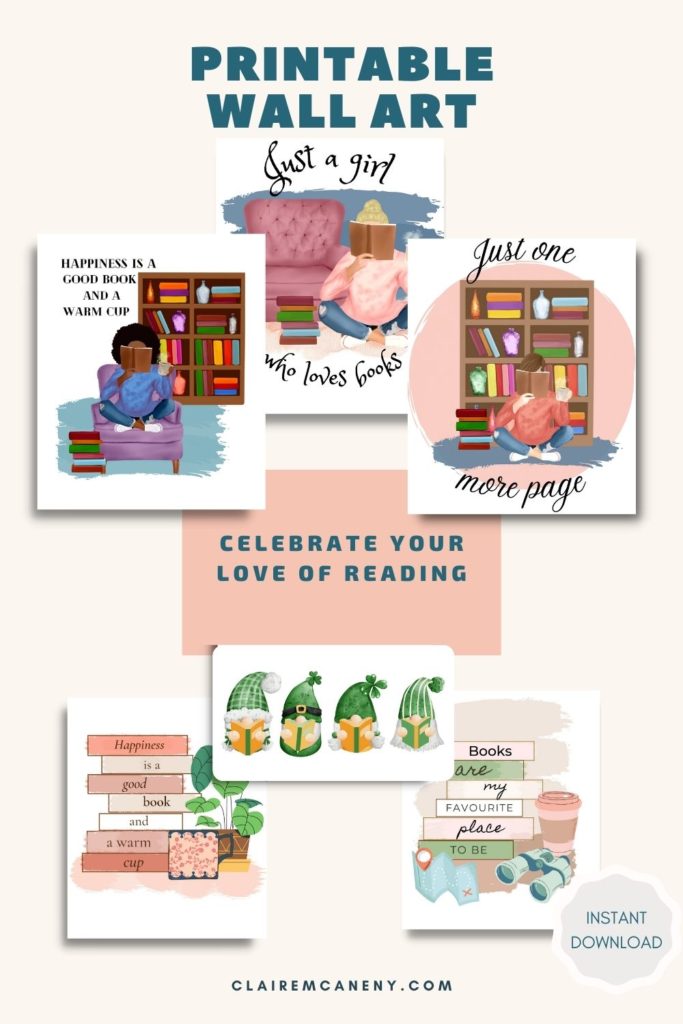 Images of printable wall art for book lovers.